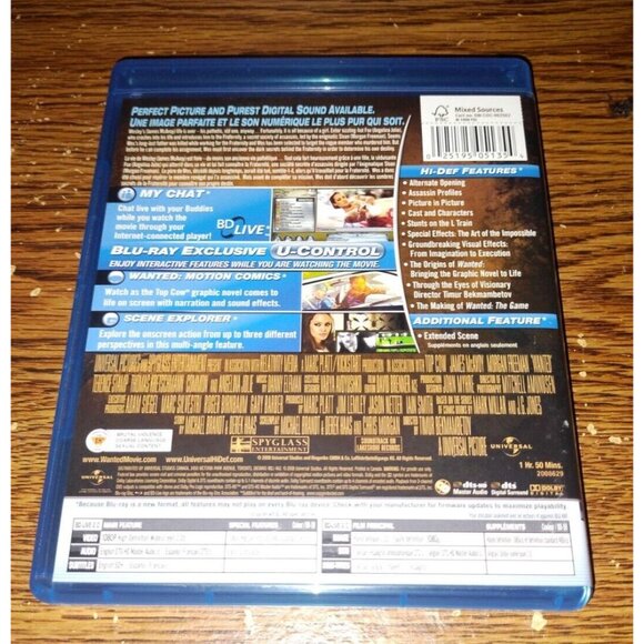 Wanted (Blu-ray/DVD, 2008, 2-Disc Set, Canadian) Angelina Jolie James McAvoy - Picture 3 of 3